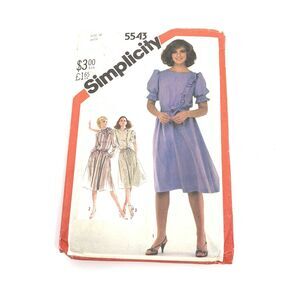 Vintage 1982 Simplicity 5543 Dress Sewing Patterns Size 12 Womens Large Modest